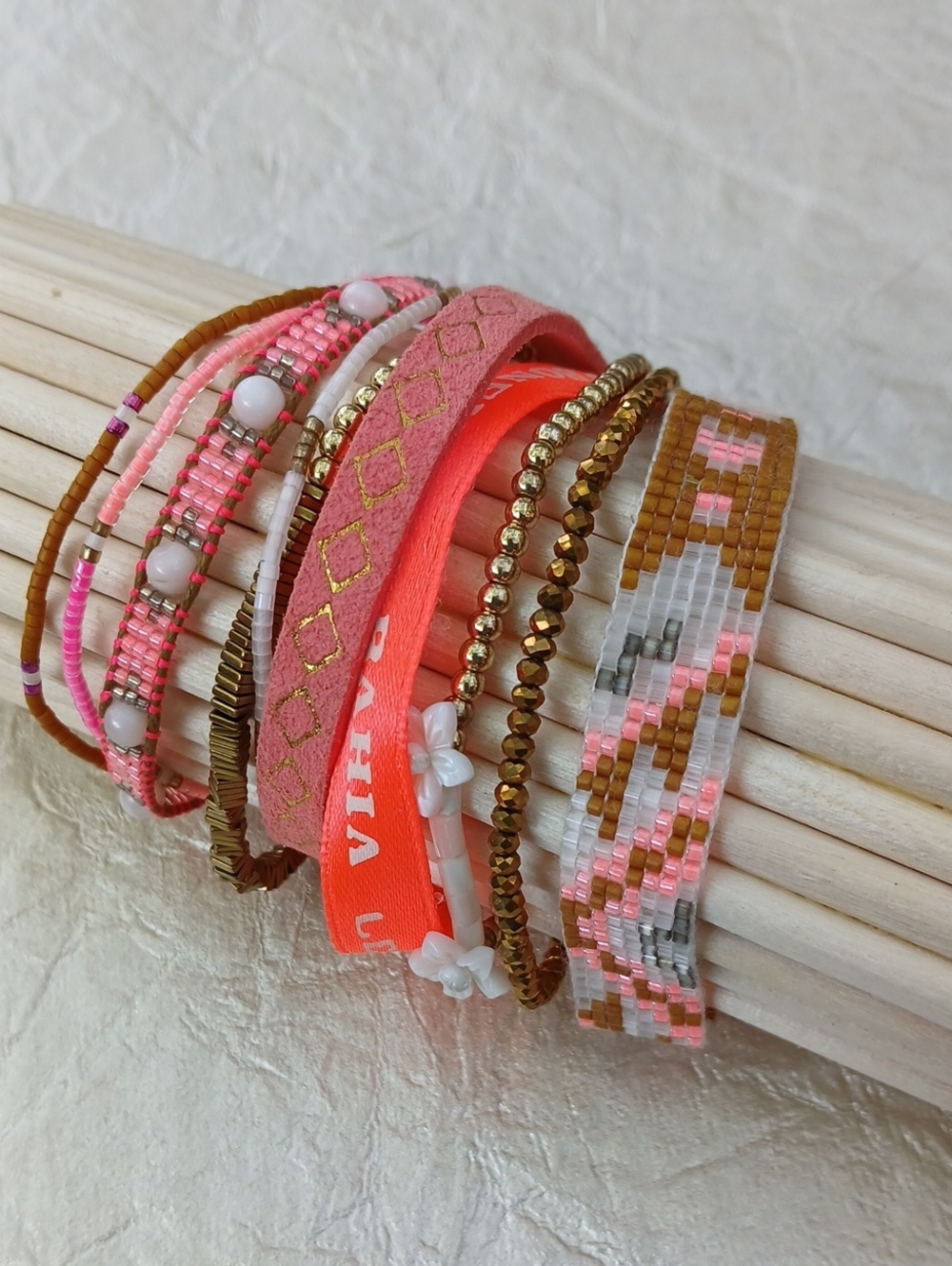Hipanema Pink and Brown Woven Multi-Strand Bracelet